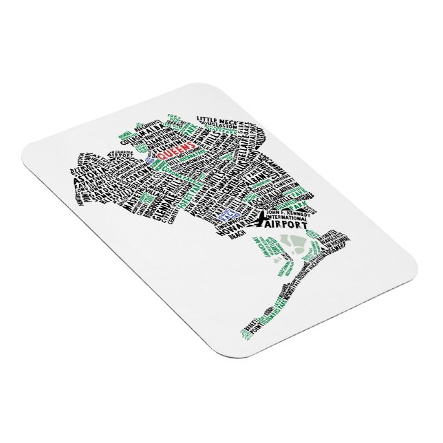 Queens NY Typography Map Flexi Magnet (Right Side)