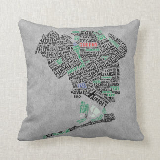 Queens NY Typography Map Pillow