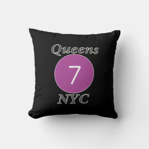 Queens NYC 7 Train Throw Pillow