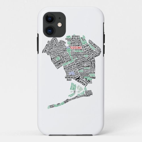Queens NYC Typography Map Cell Phone Case