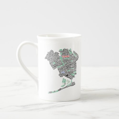 Queens NYC Word Art Map Art Mug