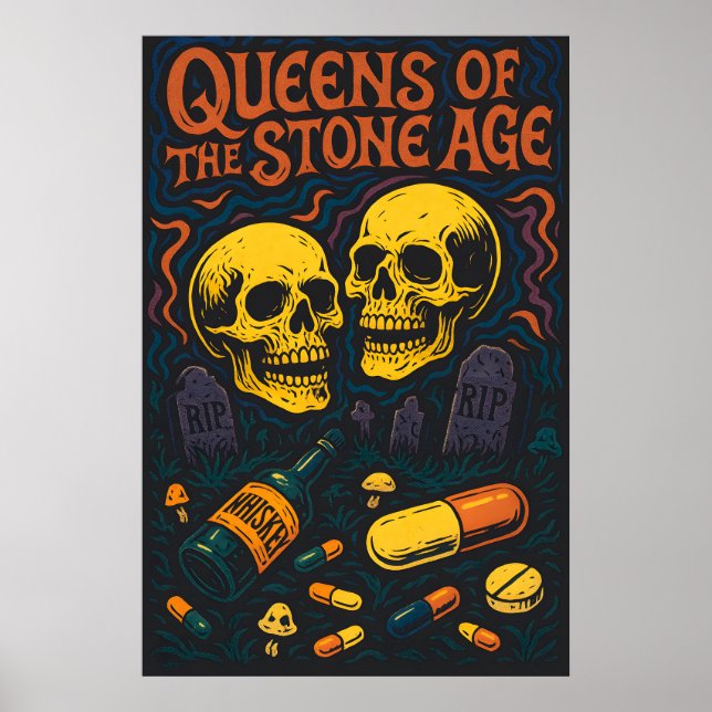 Queens of the Stone Age Wall Art Print – Retro (Front)