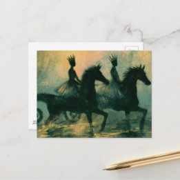 Queens on Seahorses Fantasy Art Postcard
