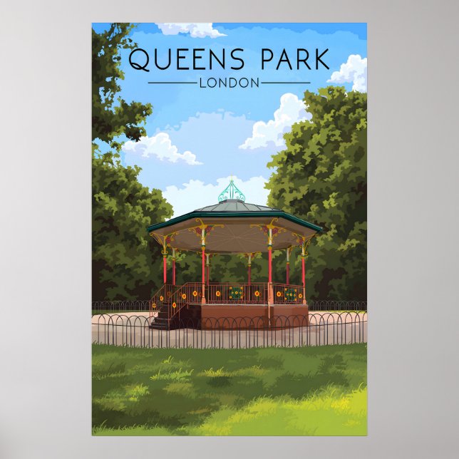 Queens Park London Travel Poster (Front)