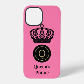 Queen's Phone Pink Background Monogram Custom iPhone 12 Pro Case