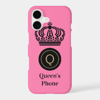 Queen's Phone Pink Background Monogram Customized iPhone 17 Case
