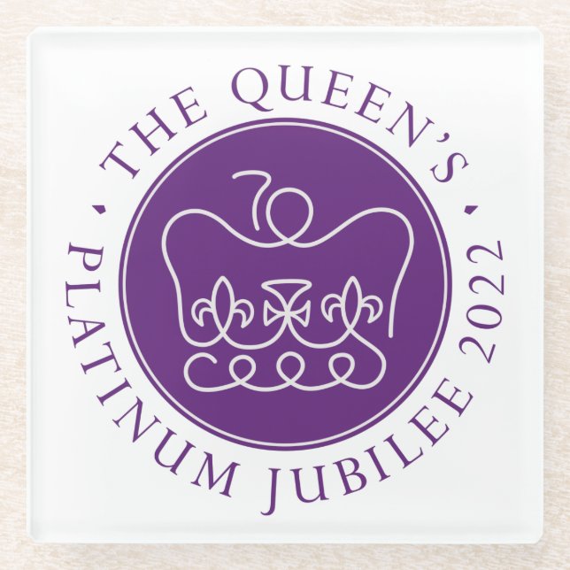 Queen's Platinum Jubilee Glass Coaster (Front)