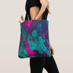 Queen's Potion Magenta & Teal Abstract Smoke Cloud Tote Bag