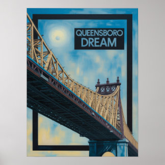 Queens Queensboro Bridge Golden Cantilever View Poster