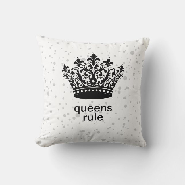 Queens Rule Throw Pillow (Front)