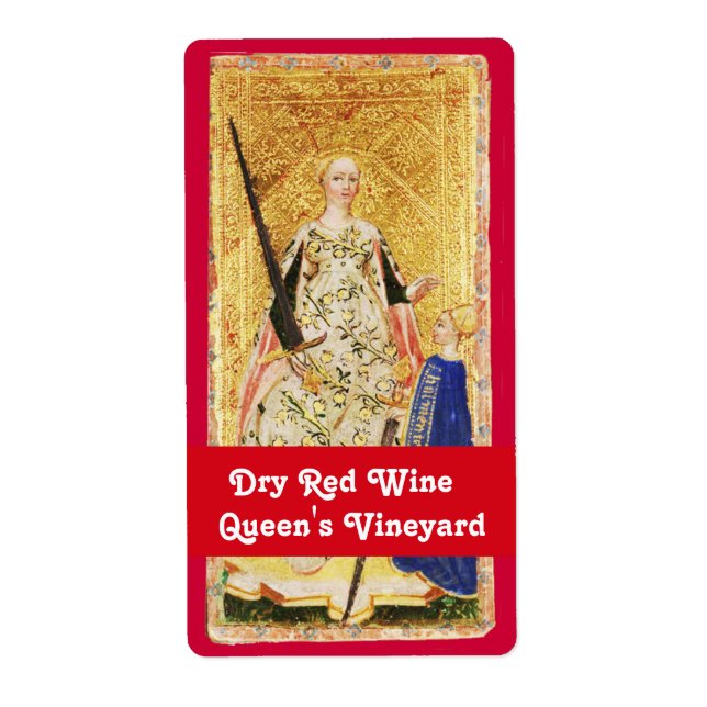 QUEEN'S VINEYARD RED WINE /ANTIQUE TAROTS LABEL (Front)