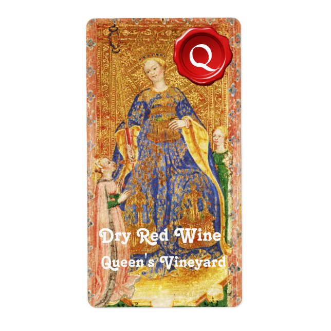 QUEEN'S VINEYARD RED WINE WAX SEAL /ANTIQUE TAROTS LABEL (Front)