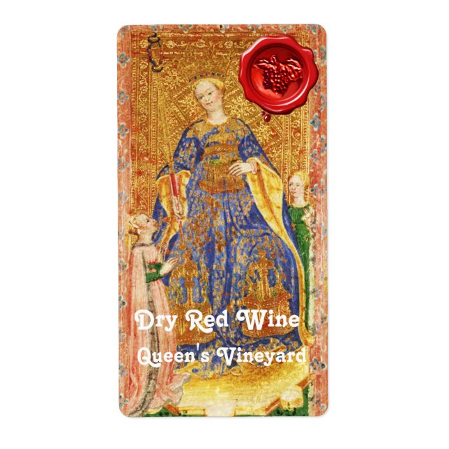 QUEEN'S VINEYARD RED WINE WAX SEAL /ANTIQUE TAROTS LABEL (Front)