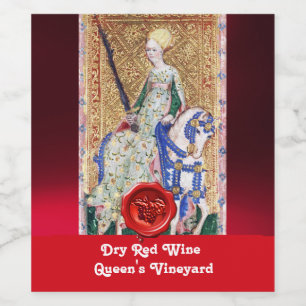 QUEEN'S VINEYARD RED WINE WAX SEAL/ ANTIQUE TAROTS WINE LABEL