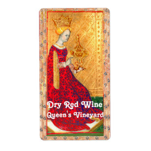 QUEEN'S VINEYARD WINE / ANTIQUE RENAISSANCE TAROTS LABEL