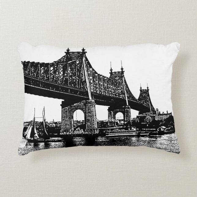 Queensboro Bridge Nautical Ocean Beach seascape  Accent Pillow (Front)