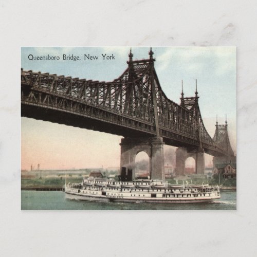 Queensboro Bridge New York City 1915 Vintage Postcard