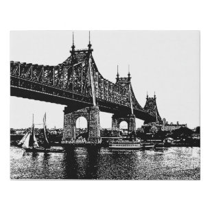 Queensboro bridge ocean beach nautical art faux canvas print