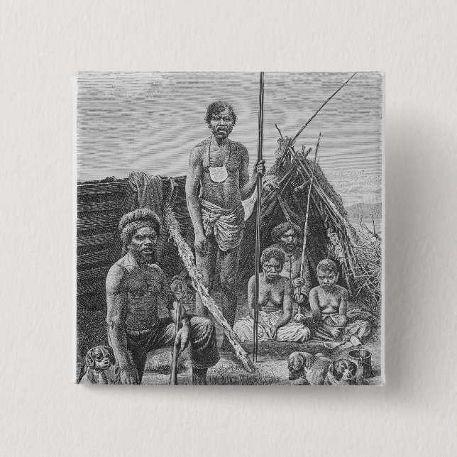 Queensland aborigines engraved from a photograph button (Front)