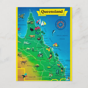 Queensland Australia Map Postcard