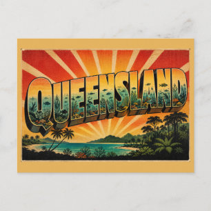 Queensland Australia Vintage Travel Art Postcard