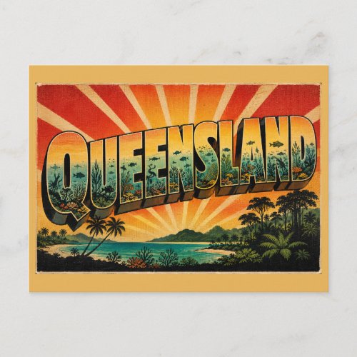 Queensland Australia Vintage Travel Art Postcard