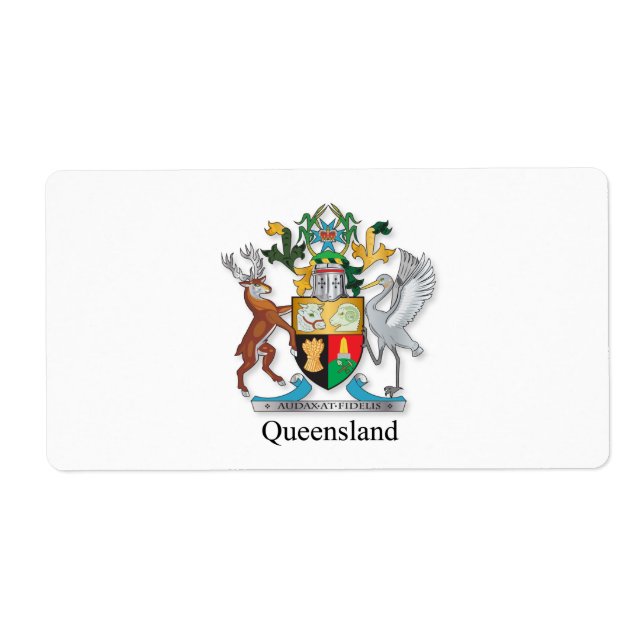 Queensland coat of arms label (Front)