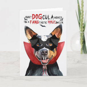 Queensland Heeler Dog Count DOGcula Halloween Holiday Card