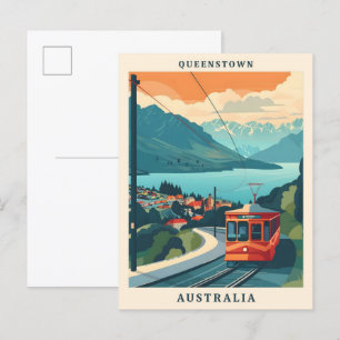Queenstown Australia Elegant Art Vintage Travel Postcard