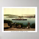 Queenstown - Cobh Harbor Cork & Vintage steam ship poster