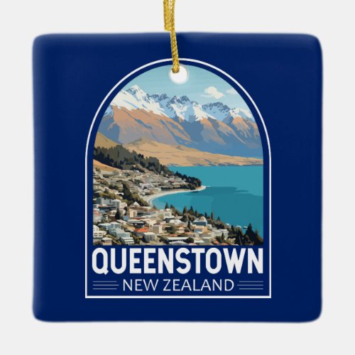 Queenstown New Zealand Travel Art Vintage Ceramic Ornament