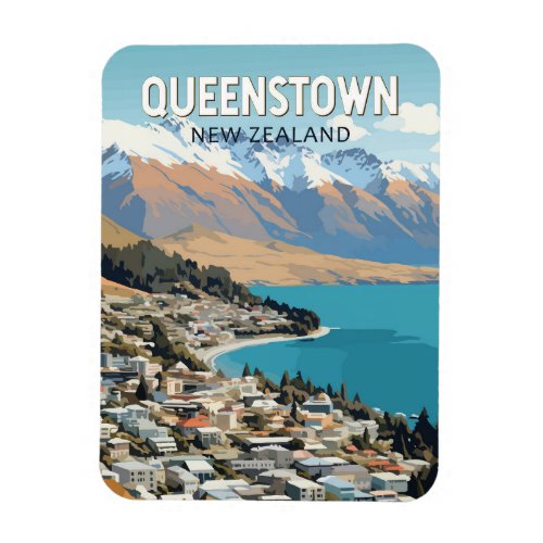 Queenstown New Zealand Travel Art Vintage Magnet