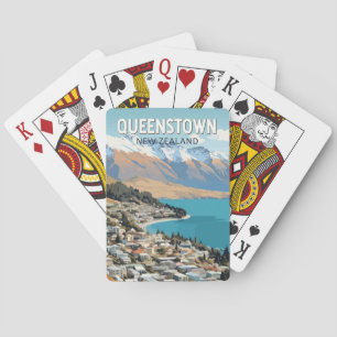 Queenstown New Zealand Travel Art Vintage Poker Cards