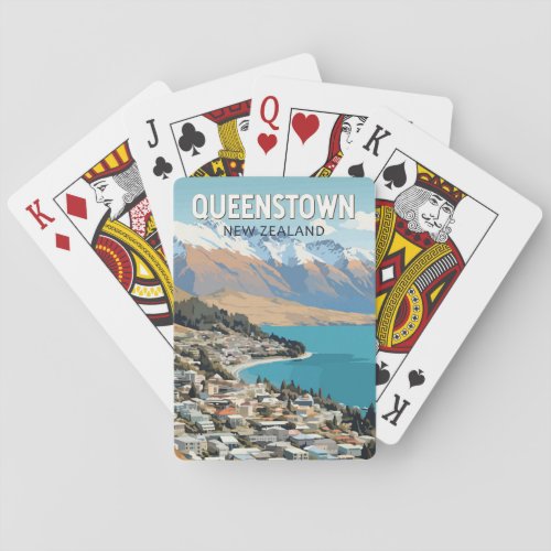 Queenstown New Zealand Travel Art Vintage Poker Cards