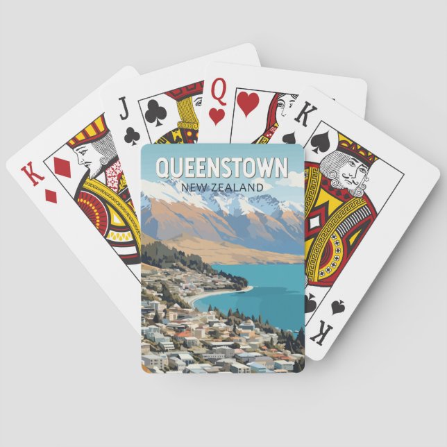 Queenstown New Zealand Travel Art Vintage Poker Cards (Back)
