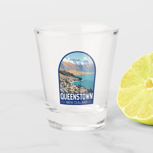 Queenstown New Zealand Travel Art Vintage Shot Glass