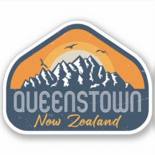 Queenstown New Zealand Vintage Retro Mountain ski Sticker