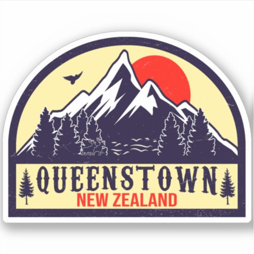 Queenstown New Zealand Vintage Retro Mountain Sticker