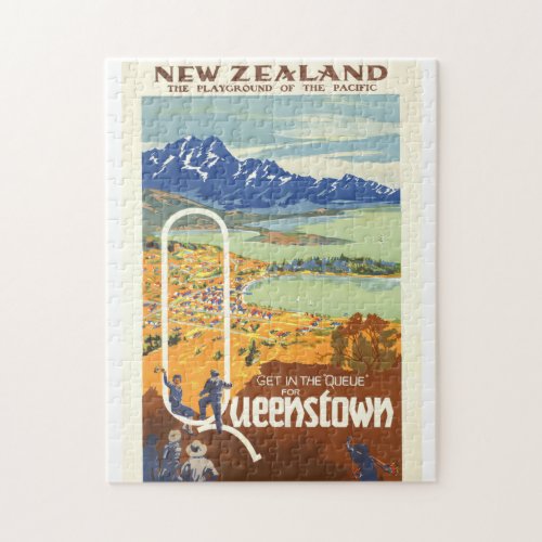Queenstown New Zealand  Vintage Travel Jigsaw Puzzle