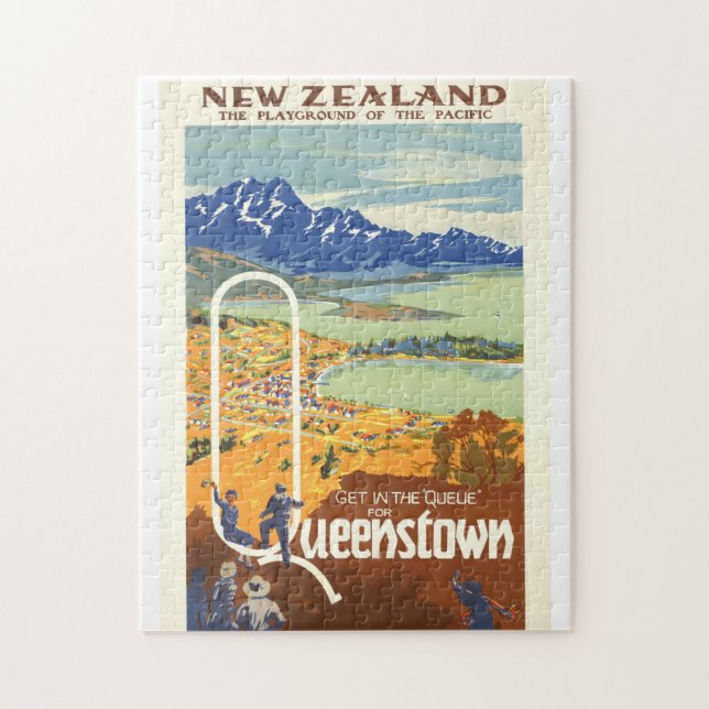 Queenstown, New Zealand ~ Vintage Travel Jigsaw Puzzle (Vertical)
