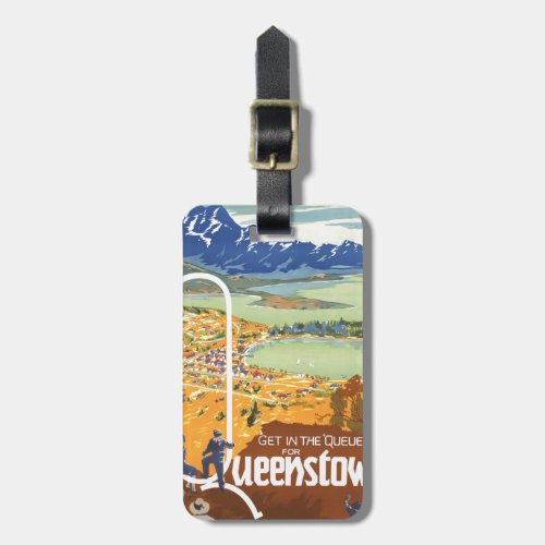 Queenstown New Zealand Vintage Travel Luggage Tag