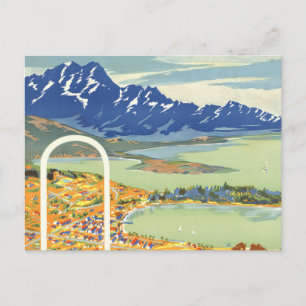 Queenstown, New Zealand Vintage Travel Postcard