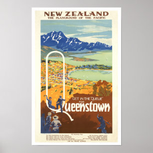 Queenstown, New Zealand ~ Vintage Travel Poster