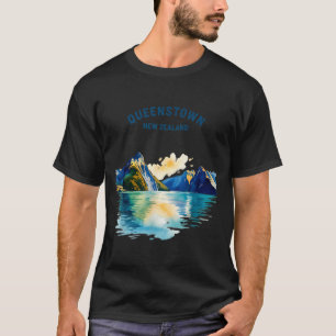 Queenstown New Zealand Vintage Watercolor Scenic T T-Shirt