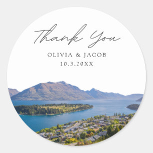 Queenstown Wedding Favor Photo Thank You Classic Round Sticker