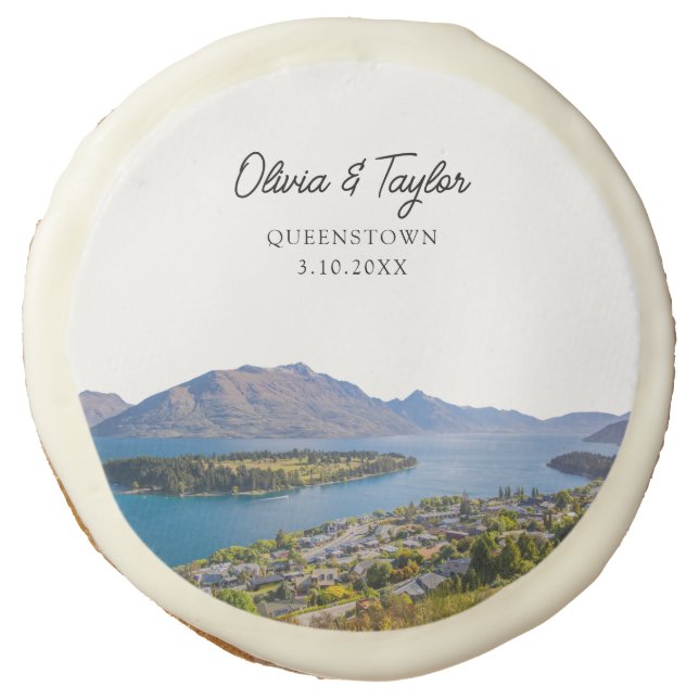 Queenstown Wedding Favor Sugar Cookie (Front)