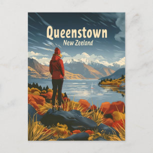 Queenstowns New Zeeland Travel ad Postcard