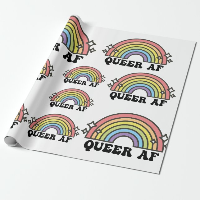 Queer AF Gay Pride Lesbian Trans Bisexual LGBTQ Wrapping Paper (Unrolled)