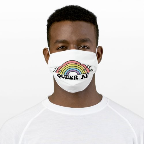 Queer AF Rainbow Gay Lesbian Trans Bisexual LGBTQ  Adult Cloth Face Mask