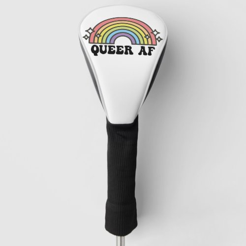 Queer AF Rainbow Gay Lesbian Trans Bisexual LGBTQ  Golf Head Cover